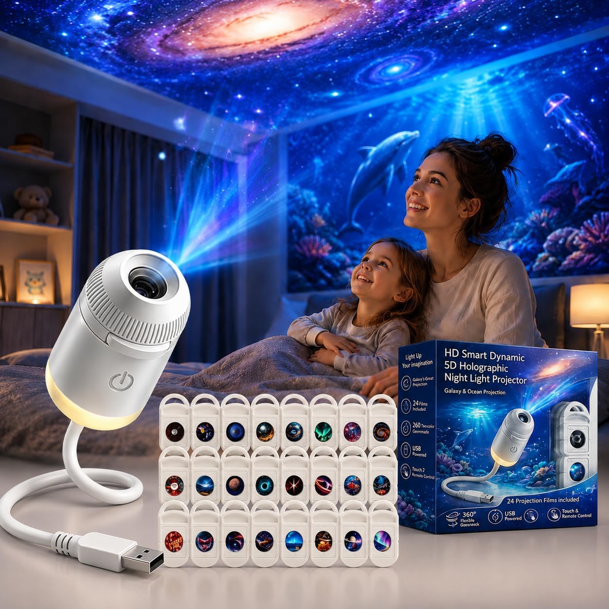 Lighting Decor Home - Proiettore Olografico 5D Dinamico HD Smart,