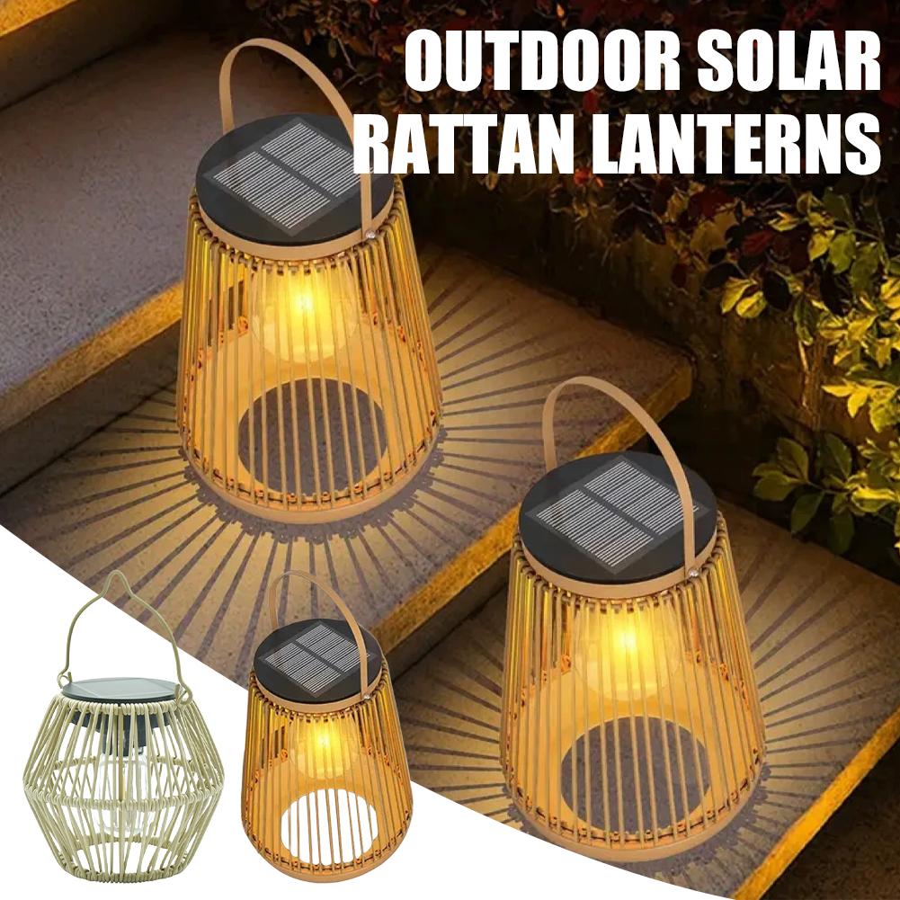 Lighting Table Decor - Lanterna Solare in Rattan IP65 Impermeabile,