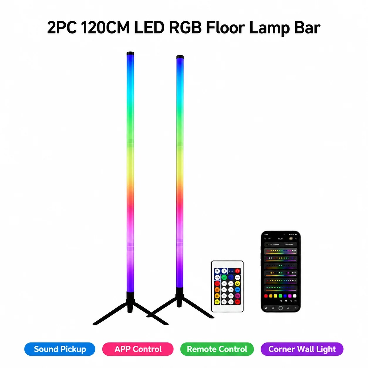 Set di 2 Lampade da Terra RGB  - Room Decor Lighting Lamp recensione e prezzo